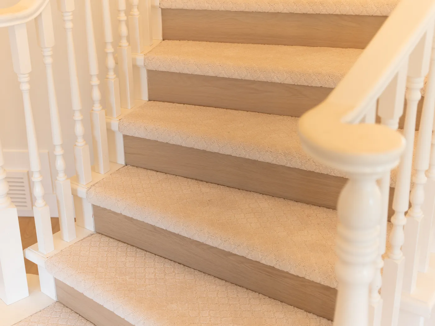 White staircase with oak treads