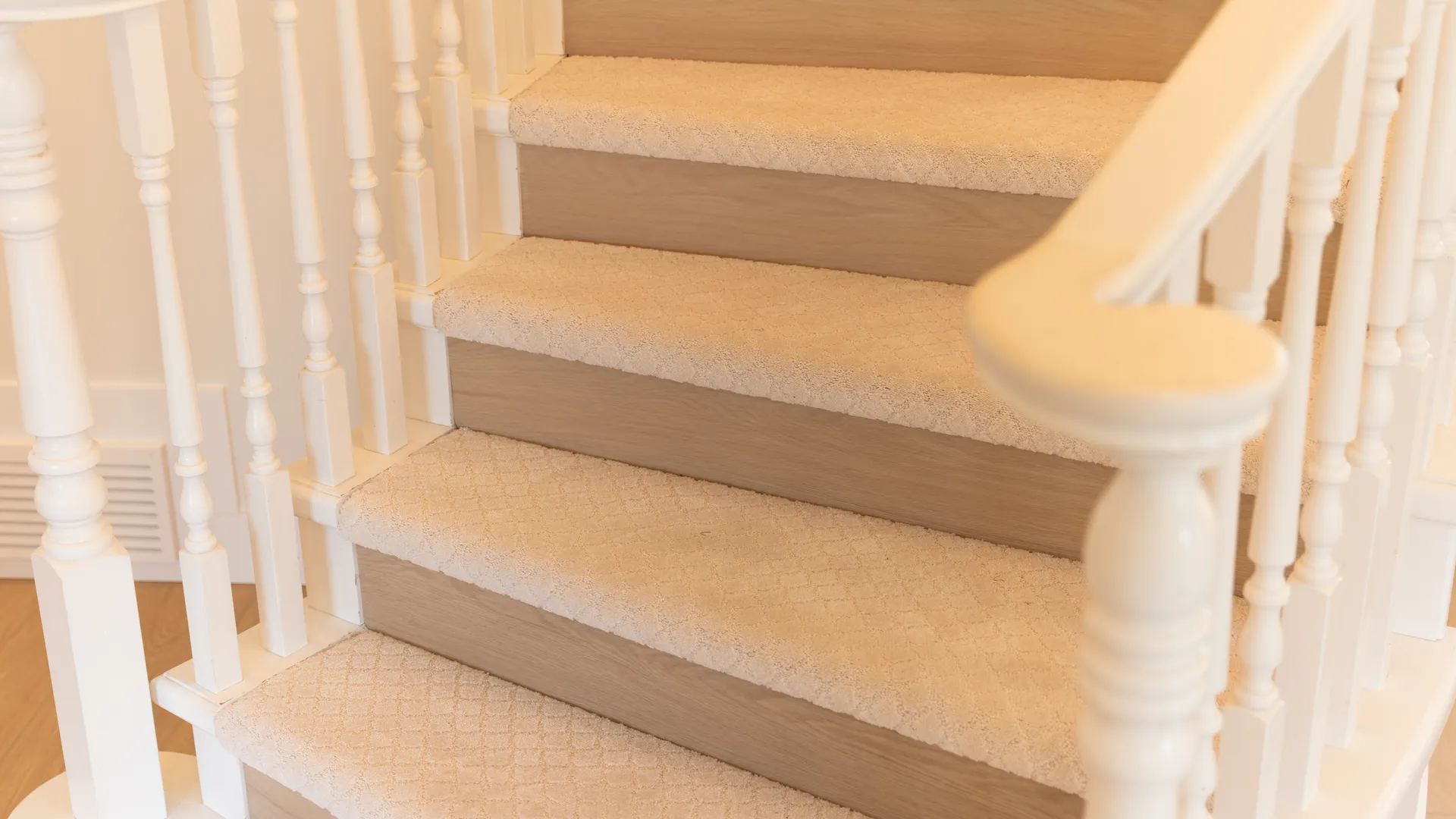 White staircase with oak treads