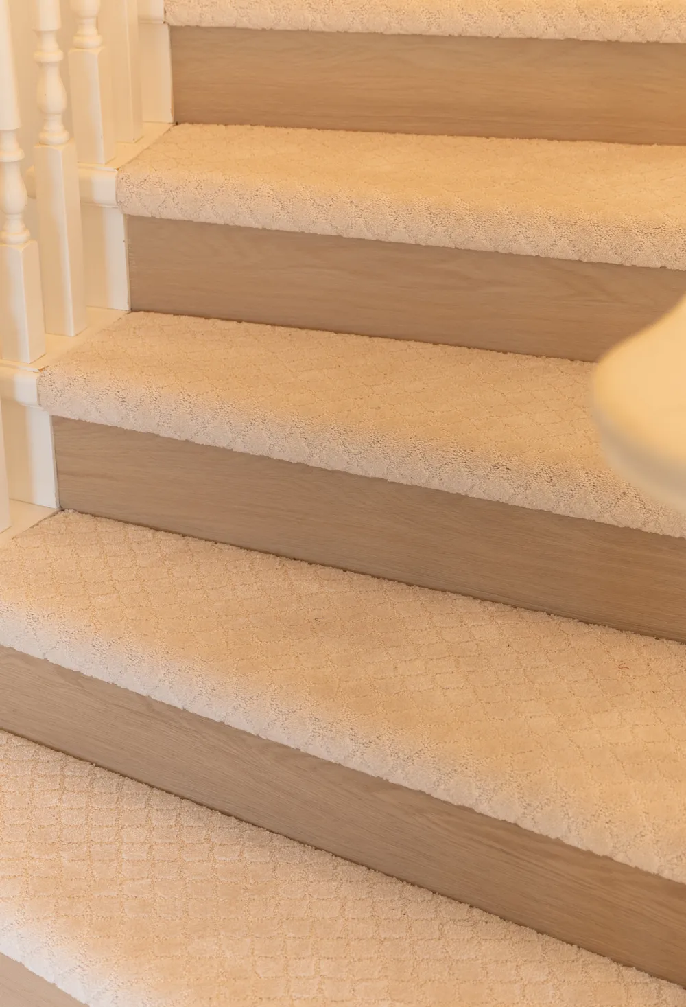 White staircase with oak treads